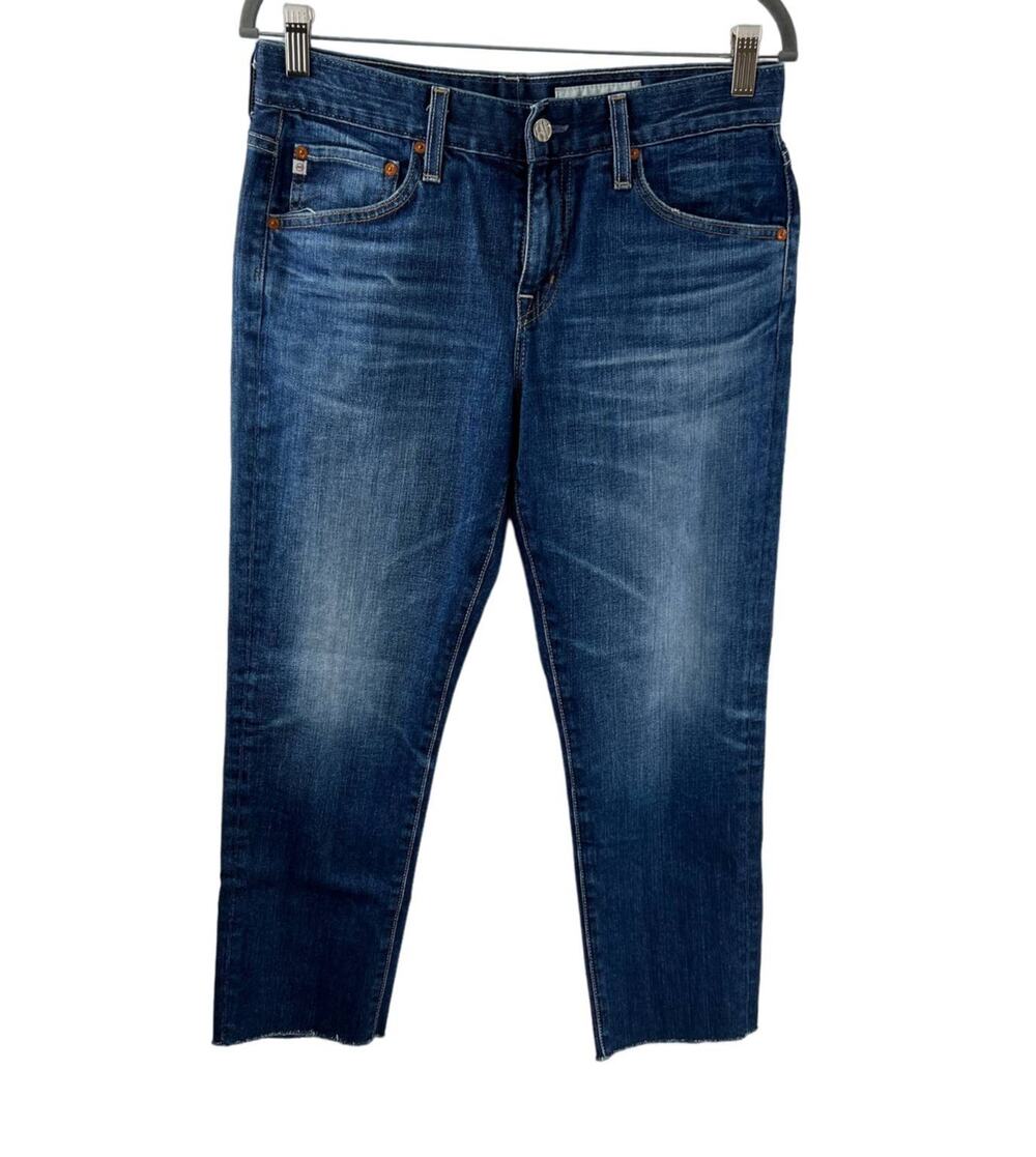 AG Adriano Goldschmied Blue 27 Denim Jeans Cotton 5-Pocket Mid Rise Straight Leg